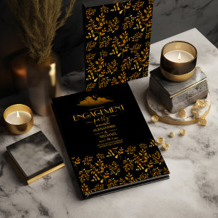 Mystical Black Gold Wolken Moon Verlobung Einladung