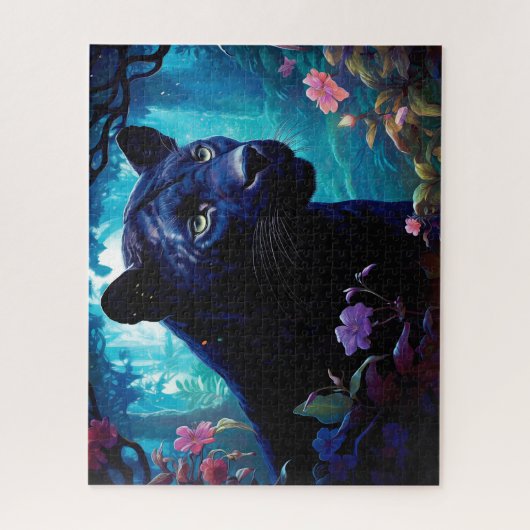 Mystical Black Panther Nature Themed Fantasy Puzzle (Vertikal)