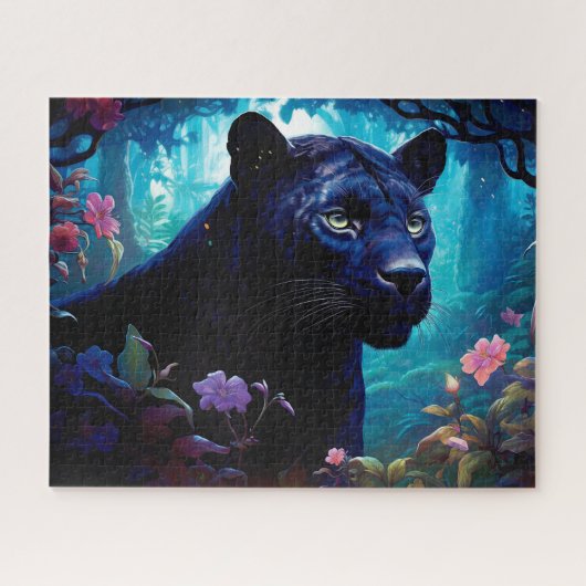 Mystical Black Panther Nature Themed Fantasy Puzzle (Horizontal)