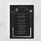 Mystical Black Silver Celestial Brautparty Einladung (Vorderseite)