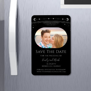 Mystical Black Silver Sun Moon Star Save the Date Magnet