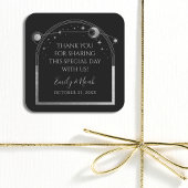 Mystical Black Silver Sun Moon Stars Hochzeit Quadratischer Aufkleber