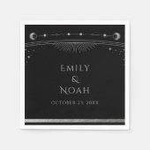 Mystical Black Silver Sun Moon Stars Hochzeit Serviette (Vorderseite)