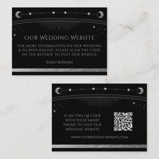 Mystical Black Wedding Website UAWG QR Code Begleitkarte (Vorne/Hinten)