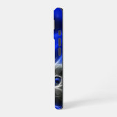 Mystical Blue Abstrakt Glows Cat iPhone 16 Hülle (Linke Seite)