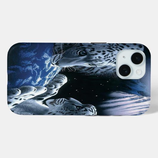 Mystical Blue Cosmic Snow Leopard Case-Mate iPhone Hülle (Rückseite (Horizontal))