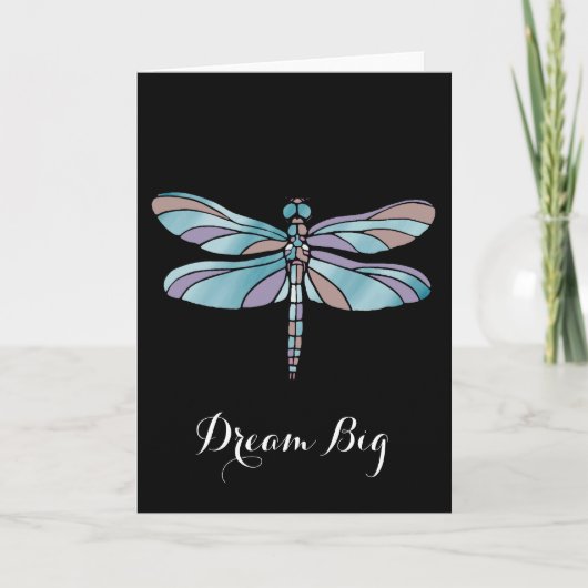 Mystical Blue Dragonfly Dream Big Karte (Vorderseite)