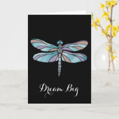 Mystical Blue Dragonfly Dream Big Karte (Gelbe Blume)