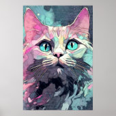 Mystical Blue Eyes Kitten | Niedliche Katze Poster (Vorne)