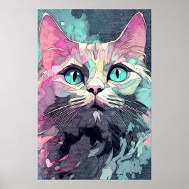 Mystical Blue Eyes Kitten | Niedliche Katze Poster
