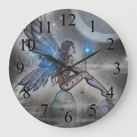 Mystical Blue Faiasy Fantasy Art Große Wanduhr (Vorderseite)