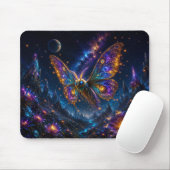 Mystical Blue & Gold Celestial Moth Mouse Pad Mousepad (Mit Mouse)