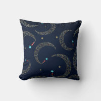 Mystical Blue Gold Filigree Moon Celestial
