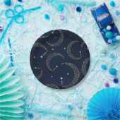 Mystical Blue & Gold Filigree Moon Celestial Party Pappteller (Party)