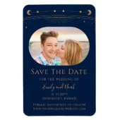 Mystical Blue Gold Sun Moon Star Save the Date Magnet (Vertikal)