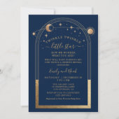 Mystical Blue Gold Sun Moon Stars Baby Dusche Einladung (Vorderseite)