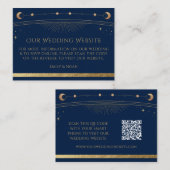 Mystical Blue Gold Wedding Website UAWG QR Code Begleitkarte (Vorne/Hinten)