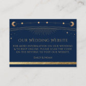 Mystical Blue Gold Wedding Website UAWG QR Code Begleitkarte (Vorderseite)