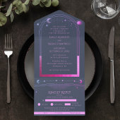 Mystical Blue Lila Sun Moon Astronomie Space All In One Einladung