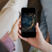 Mystical Blue Midnight Gold Celestial Wedding Einladung