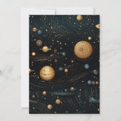 Mystical Blue Midnight Gold Celestial Wedding Einladung (Rückseite)