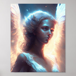 Mystical Blue Mit Augen Angel Poster