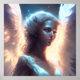 Mystical Blue Mit Augen Angel Poster