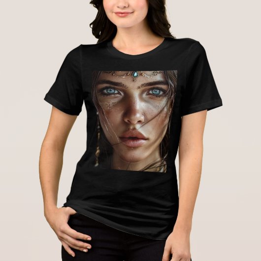 Mystical Blue-Mit Augen Portrait-T - Shirt (Vorderseite)