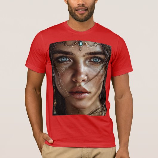 Mystical Blue-Mit Augen Portrait-T - Shirt (Vorderseite)