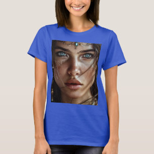 Mystical Blue-Mit Augen Portrait-T - Shirt