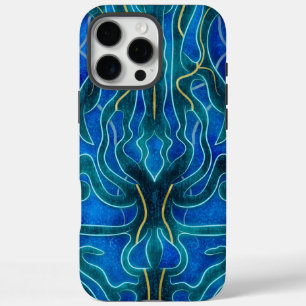 Mystical Blue Neon Ocean Kelpie Muster iPhone 16 Pro Max Hülle