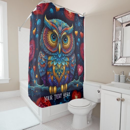 Mystical Blue Owl Duschvorhang (Beispiel)
