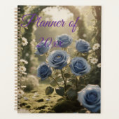 Mystical Blue Rose Bloom Stilvolle botanische Agen Planer (Vorderseite)