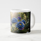 Mystical Blue Rose Bloom Zeitlos Botanisches Bläsc Jumbo-Tasse (Vorderseite Rechts)