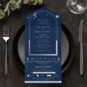 Mystical Blue Silver Sun Star Moon Astronomie Spac All In One Einladung