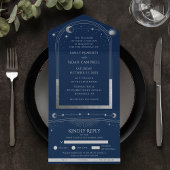 Mystical Blue Silver Sun Star Moon Astronomie Spac All In One Einladung