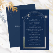 Mystical Blue Silver Sun Star Moon Astronomie Spac Einladung