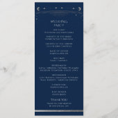 Mystical Blue Silver Sun Star Moon Space Wedding Programm (Rückseite)