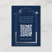 Mystical Blue Silver Wedding Website UAWG QR Code Begleitkarte (Rückseite)