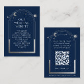 Mystical Blue Silver Wedding Website UAWG QR Code Begleitkarte (Vorne/Hinten)