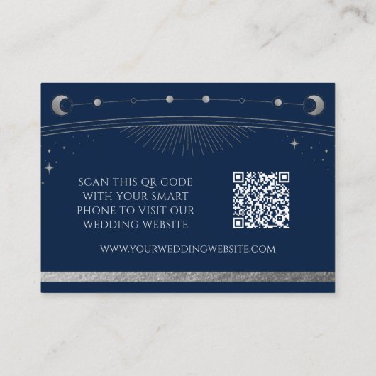 Mystical Blue Silver Wedding Website UAWG QR Code Begleitkarte (Rückseite)