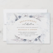 Mystical Blue Winter Floral Verlobung Einladung (Vorderseite)