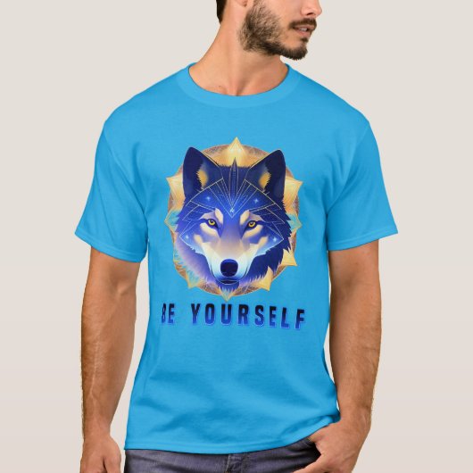 Mystical Blue Wolf Head T-Shirt (Vorderseite)