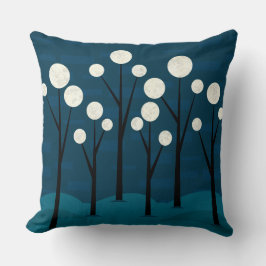 Mystical Blue Woodland Landschaft Kissen