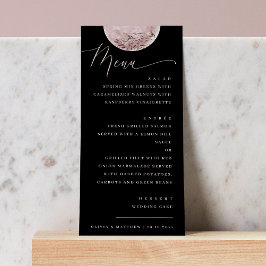 Mystical Blush Moon | Elegantes Black Wedding Dinn Menükarte