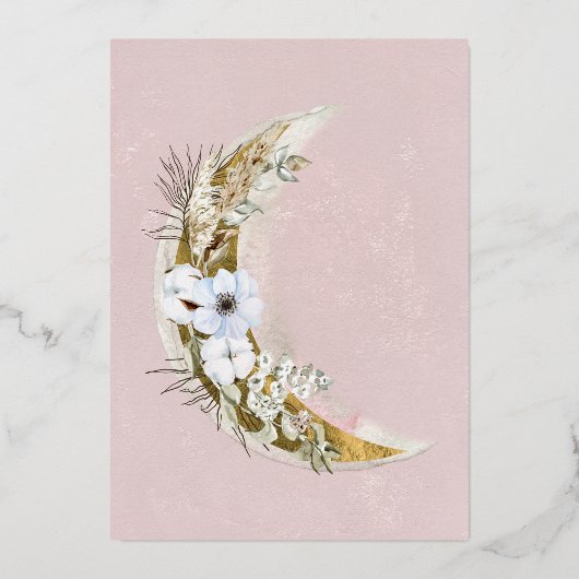 Mystical Bohemisch Moon Baby Shower Foil Einladung (Rückseite)