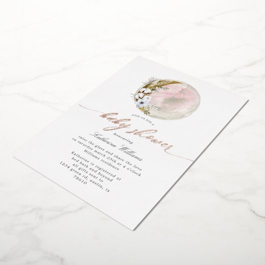 Mystical Bohemisch Moon Baby Shower Foil Einladung (Gedreht)