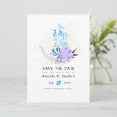 Mystical Boho Crystal Moon Wedding rettet das Datu Save The Date (Stehend Vorderseite)