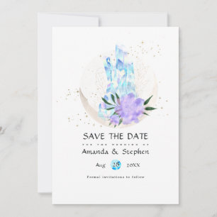 Mystical Boho Crystal Moon Wedding rettet das Datu Save The Date
