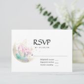 Mystical Boho Crystal Moon Wedding RSVP Karte (Stehend Vorderseite)